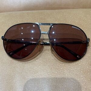 Carrera Men's Black and Brown Aviator Sunglasses